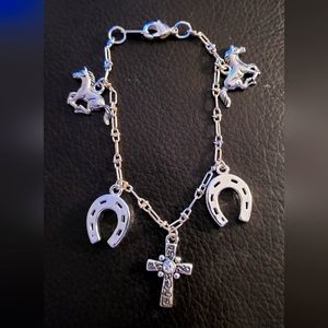 Horse and Cross Charm Bracelet